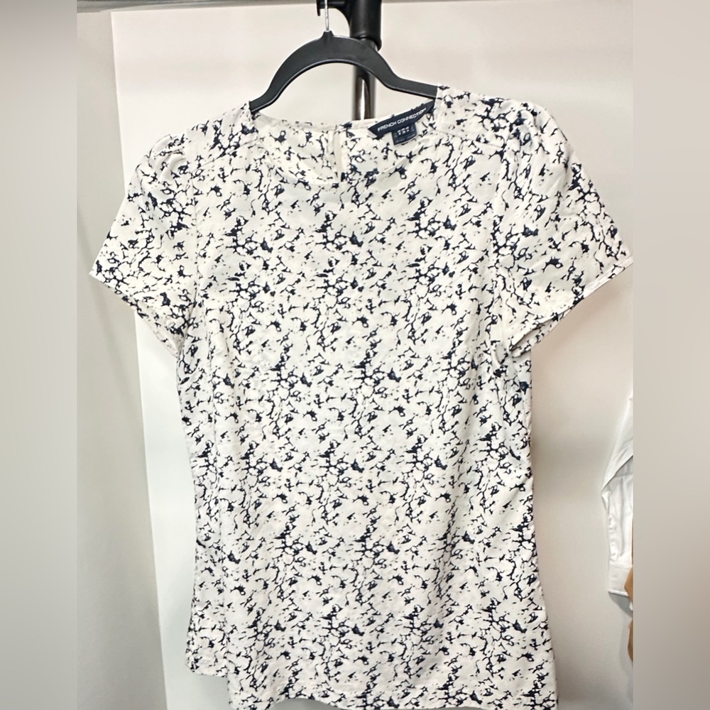 French Connection Blouse, Black and White, Size 4 Small